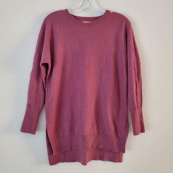 ATHLETA Women's High Low Sweater  Wool Cashmere Blend Size XS Mauve Pink - Picture 1 of 5